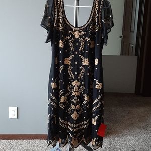 Black hand beaded and embroidery dress
